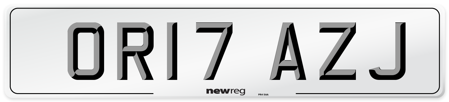 OR17 AZJ Number Plate from New Reg